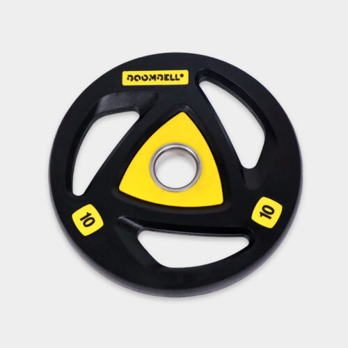 Boombell®10kg Boomplate 3-Grip Gewichtscheibe gummiert, 50mm (2er SET)