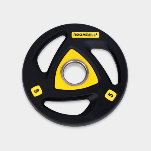 Boombell® 5.0kg Boomplate 3-Grip Gewichtscheibe gummiert, 50mm (2er Set)